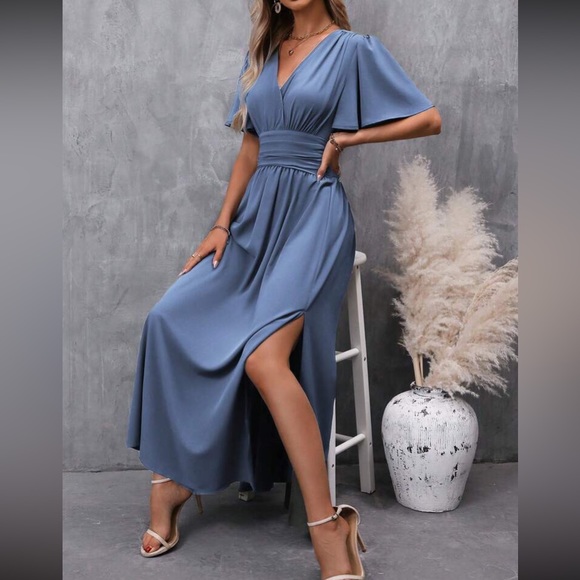 Boho butterfly sleeve slit thigh maxi dress - Picture 15 of 16